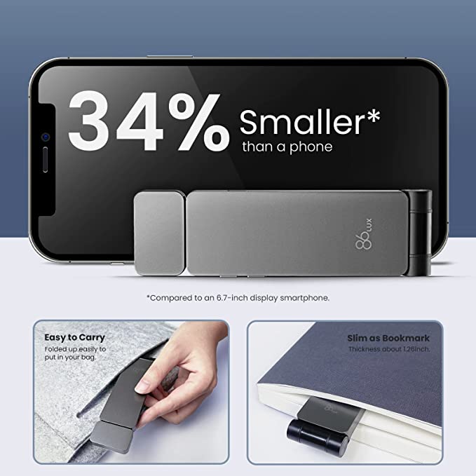 smaller than Iphone, portable, and can be used as a book mark